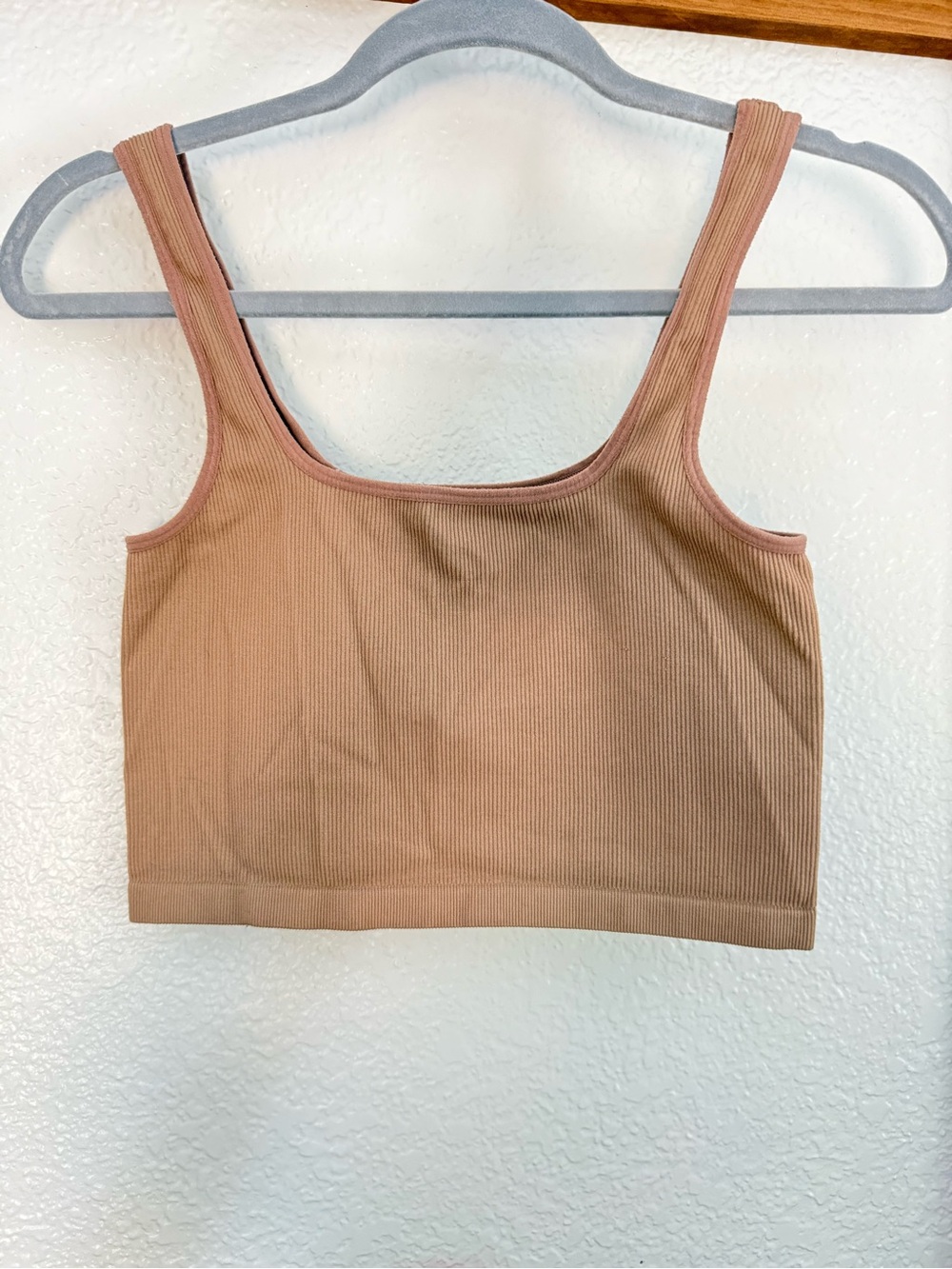 Bozzolo Ribbed Scoop Crop Bralette - Tan